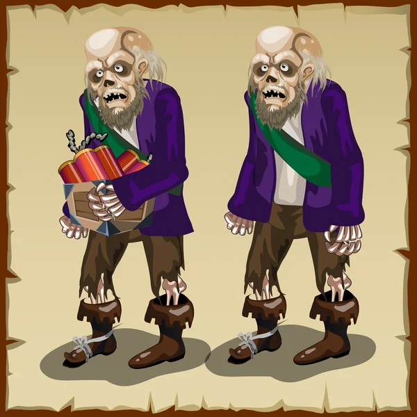 Zombie com dinamite, personagem de desenho animado para animação —  Vetores de Stock