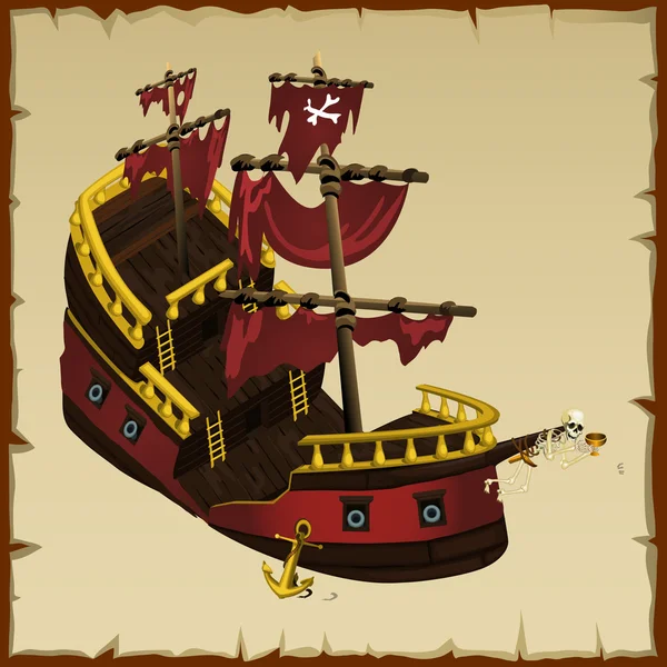 Bir korsan gemisi closeup ile iskelet kalıntıları