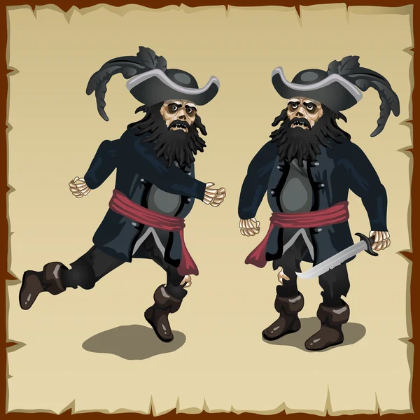 Dos piratas imagen de pie y corriendo — Vector de stock