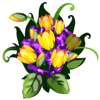 Renkli buket Sarı laleler