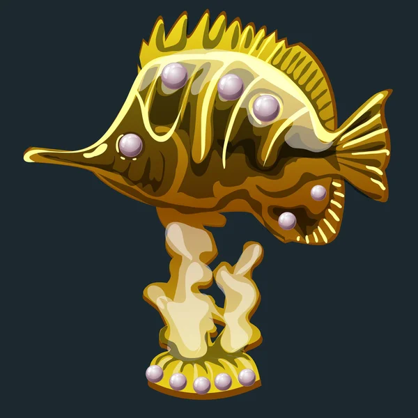 Драгоценности в виде золотой рыбки с жемчугом — стоковый вектор