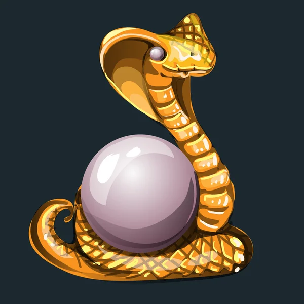 Majestueuze Golden Cobra met pearl voor uw ontwerp — Stockvector