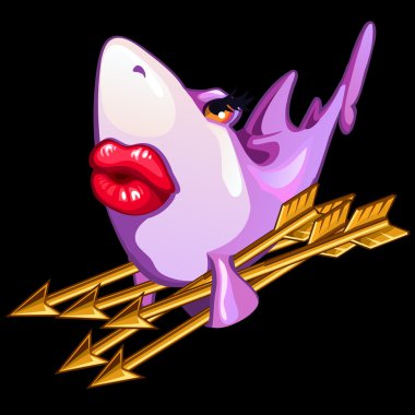 Bir siyah altın oklarla pembe şirin köpekbalığı