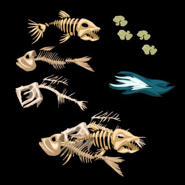 Skeletons fish, track and other items clipart