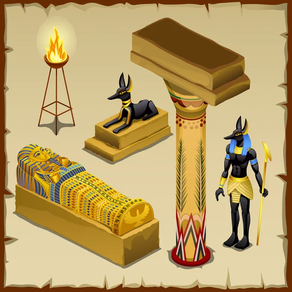 Αιγυπτιακή σύμβολα του αρχαίου πολιτισμού, μεγάλο σύνολο — Διανυσματικό Αρχείο
