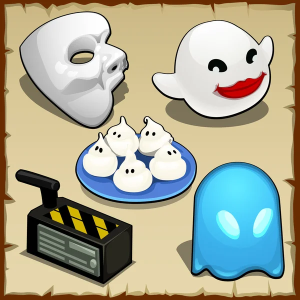 Symbolic set of different ghosts, five items — Stock Vector