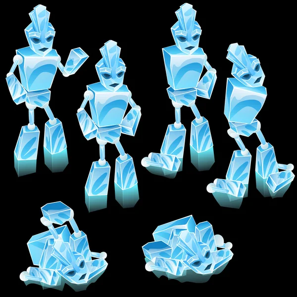 Robot de bloques de hielo, personaje de dibujos animados — Archivo Imágenes Vectoriales