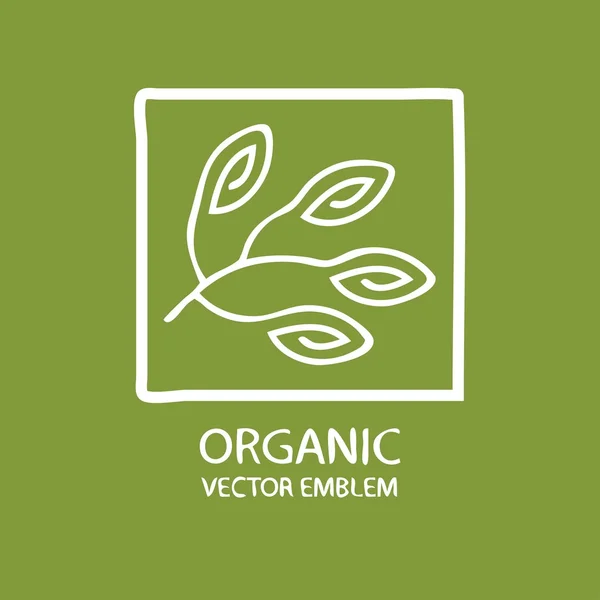 Vetor emblema orgânico abstrato, monograma esboço, símbolo de flor — Vetor de Stock