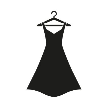 Siyah elbise askı üzerinde