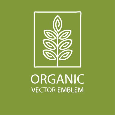 Vektör soyut organik amblemi, anahat monogram, çiçek simgesi