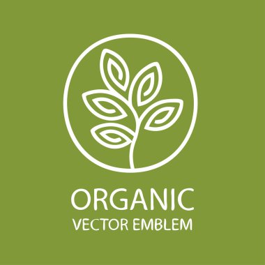 Vektör soyut organik amblemi, anahat monogram, çiçek simgesi, baskı, damga