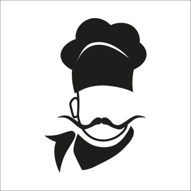 Şapka ve büyük bıyık Şef simgesiyle