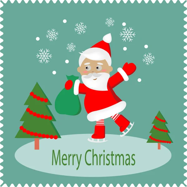 Merry Christmas greeting card with happy Santa — Stock Vector