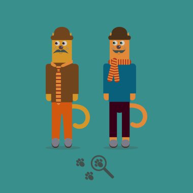 Şirin moda Hipster hayvanlar bıyıklı kedi