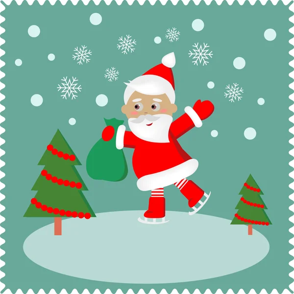 Greeting card with happy Santa — Stock Vector