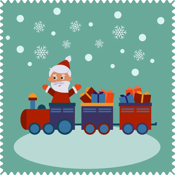 Greeting card with happy Santa — Stock Vector