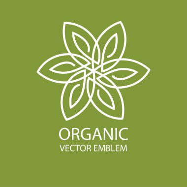 Vektör soyut organik amblemi, anahat monogram, çiçek simgesi