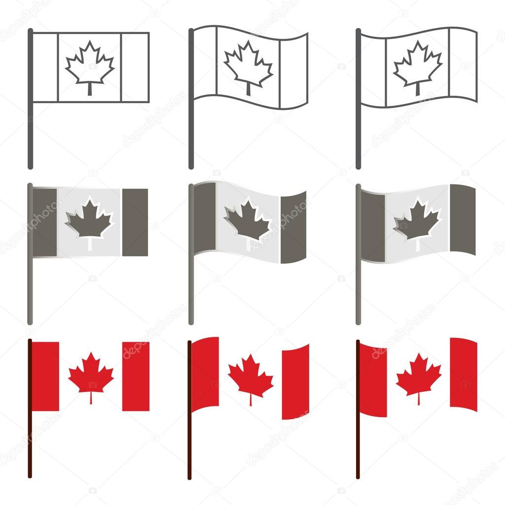 Vector Canadian flag icon set