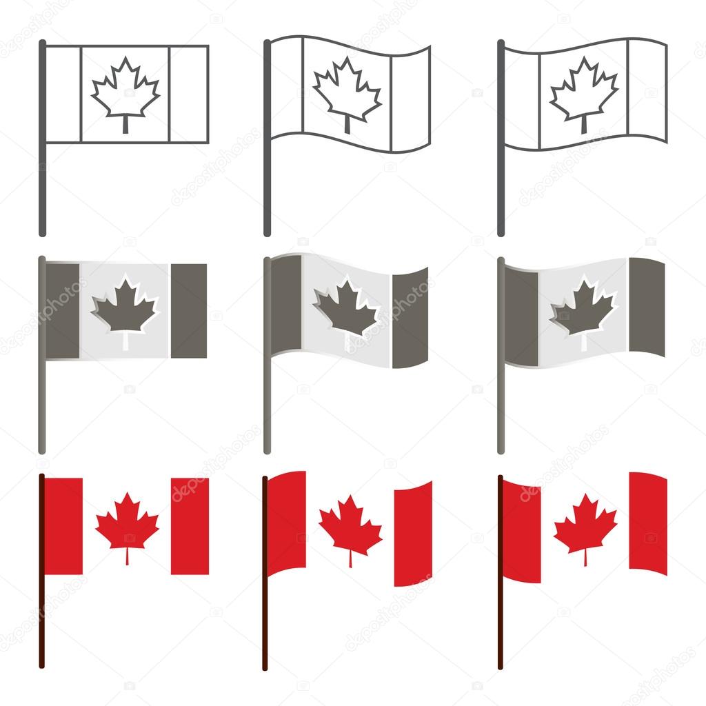 Vector Canadian flag icon set, flag of Canada, eps8