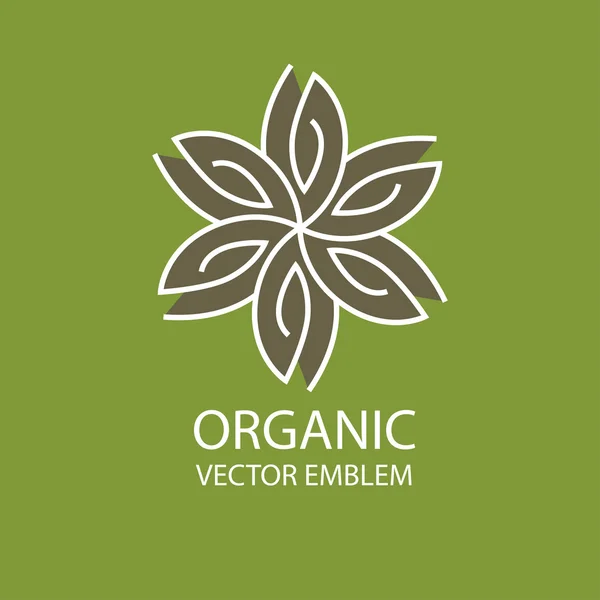 Vetor emblema orgânico abstrato, monograma esboço, símbolo de flor — Vetor de Stock