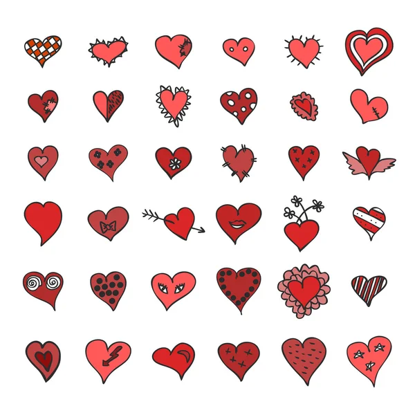 Corazones dibujados a mano — Vector de stock