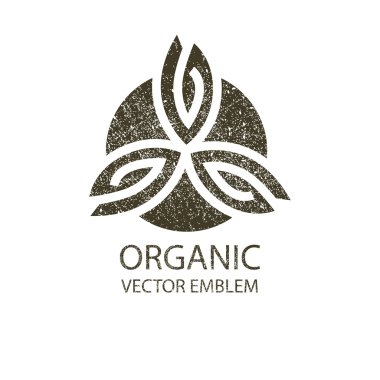 Vektör organik retro amblemi siyah, beyaz, anahat simgesini