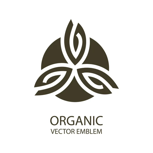 Vetor emblema orgânico preto, branco, símbolo de contorno —  Vetores de Stock
