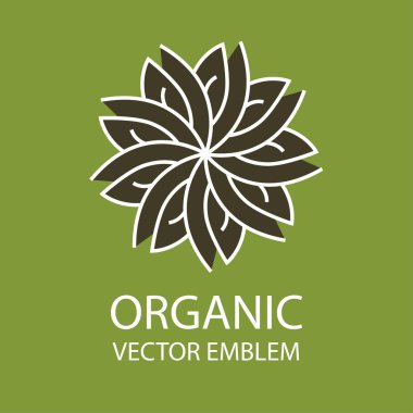 Vektör soyut organik amblemi, anahat monogram, çiçek simgesi