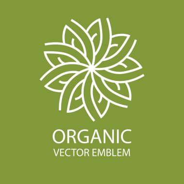 Vektör soyut organik amblemi, anahat monogram, çiçek simgesi