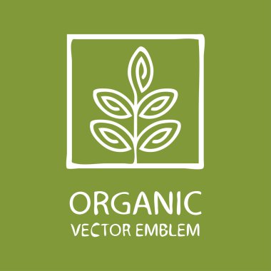 Vektör soyut organik amblemi, anahat monogram, çiçek simgesi