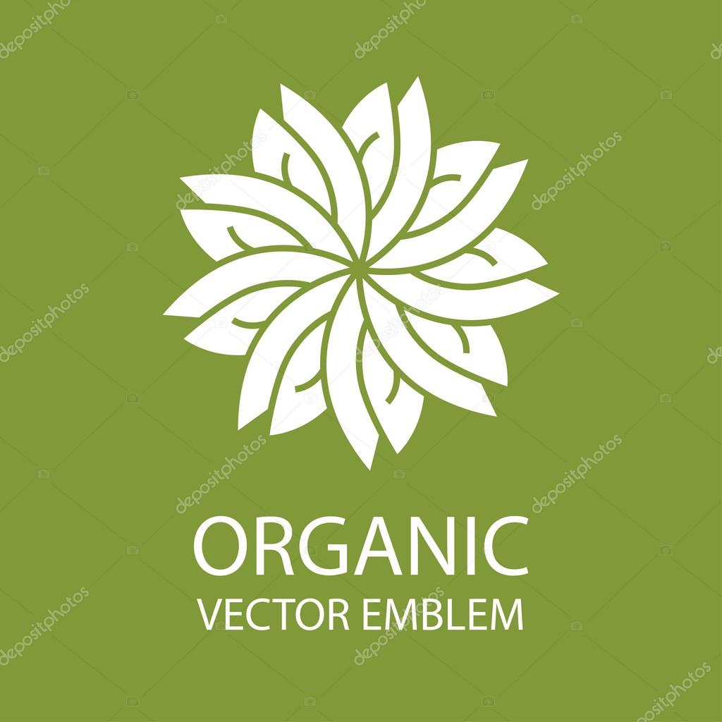 Vector abstract organic emblem, outline monogram, flower symbol