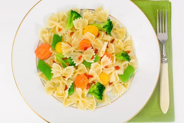 Farfalle Pasta, salsicha e brócolis Diet Food — Fotografia de Stock