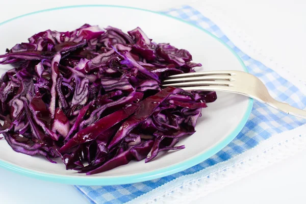 Salad of Red Cabbage with Vegetable Oil. Diet Food — Stock Photo, Image