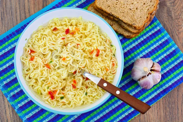 Tasty Chicken Soup with Chinese Noodles — Stock Photo, Image