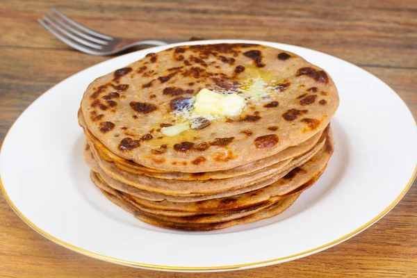 Crêpes diététiques de la pile de repas de lin — Photo