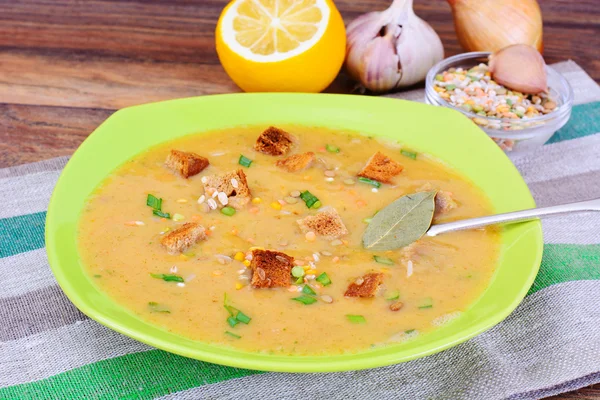 Healthy and Diet Food: Soup with Lentils, Celery — Stock Photo, Image