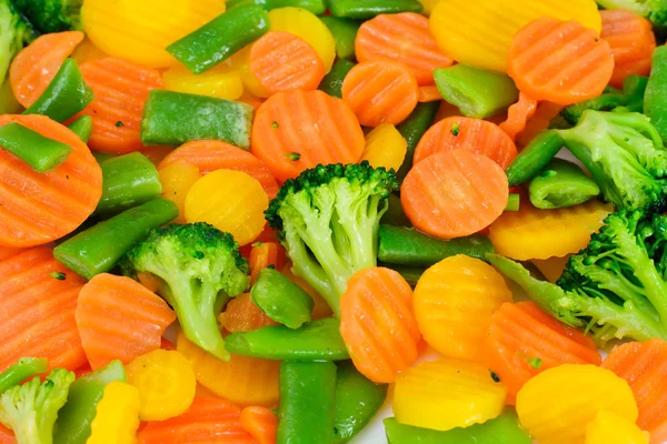 Gestoomde groenten aardappelen, wortelen, bloemkool, Broccoli — Stockfoto