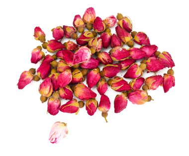 Beyaz arka plan üzerinde izole kuru gevşek çay ebegümeci