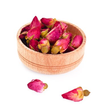 Beyaz arka plan üzerinde izole kuru gevşek çay ebegümeci