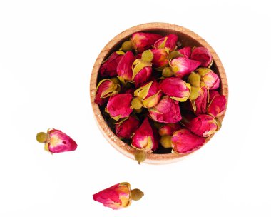 Beyaz arka plan üzerinde izole kuru gevşek çay ebegümeci