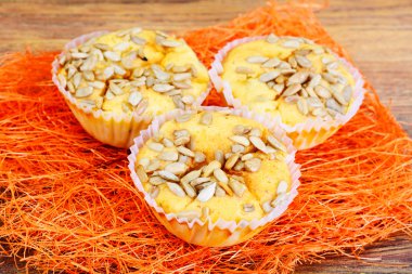 Ayçiçeği tohumu ile taze Cupcakes