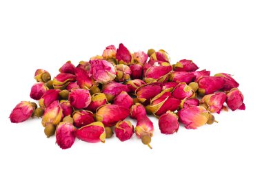 Beyaz arka plan üzerinde izole kuru gevşek çay ebegümeci