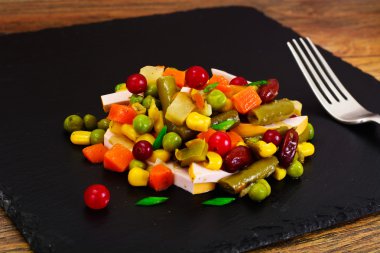 Sebze Meksika karışımı. Domates, fasulye, kereviz, yeşil B