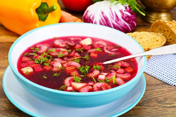 Soup from Beet, Tomatoes and Celery — Stock Photo, Image