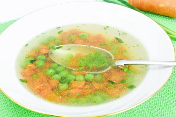Zöldség leves, csirke diéta Bouillon — Stock Fotó