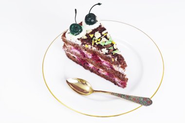 Schwarzwald kek, çırpılmış krem, siyah ve beyaz çikolata, Deco