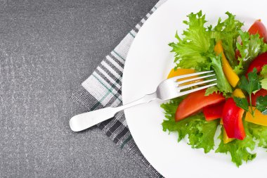 Domates, marul salatası ile tatlı biber