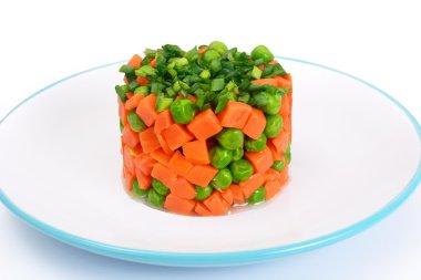 Sulu sebze güveç. Kırmızı biber, köfte ve patates gibiydik. Diyet gıda.