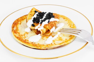 siyah havyar ile Pancakes