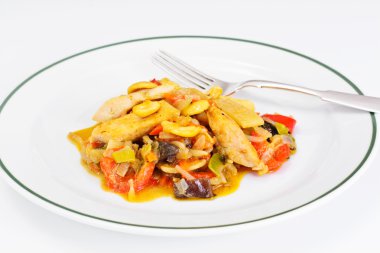 Kaju fıstığı, sebze ve Soya soslu tavuk. Asya Cuisin